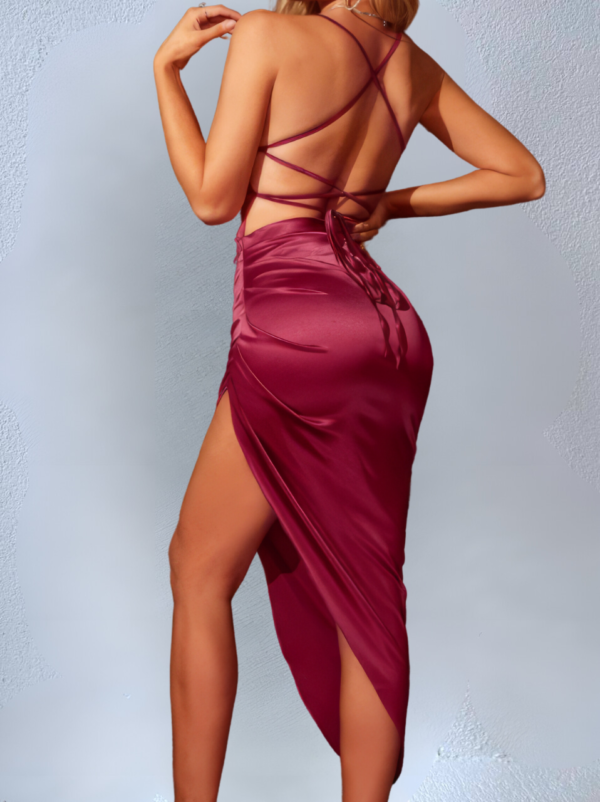 Aphrodite Burgundy Satin Dress Chic Vibes Boutique