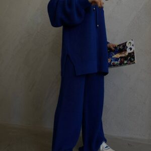 blue set of Knit Two Piece Sets jumpsuit